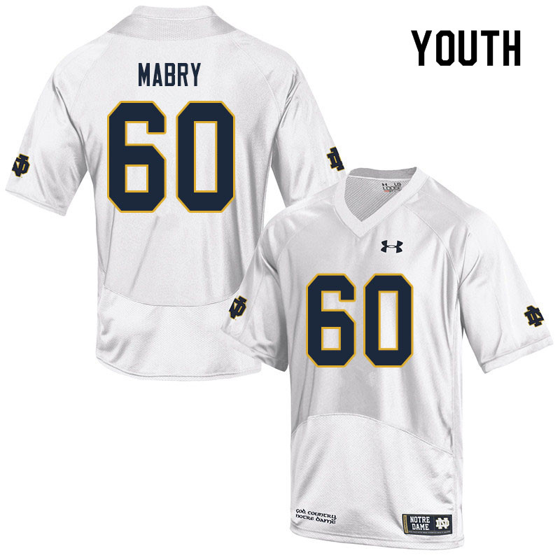 Youth NCAA Notre Dame Fighting Irish #60 Cole Mabry Stitched College Under Armour Authentic White Football Jersey ZA10G11QT